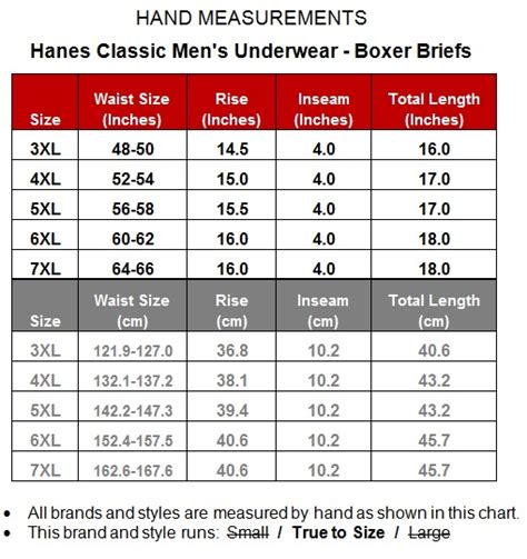 supreme underwear size chart